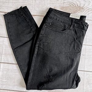 Judy Blue Skinny Fit High Waist Distressed Black Raw Frayed Hem Jeans NEW